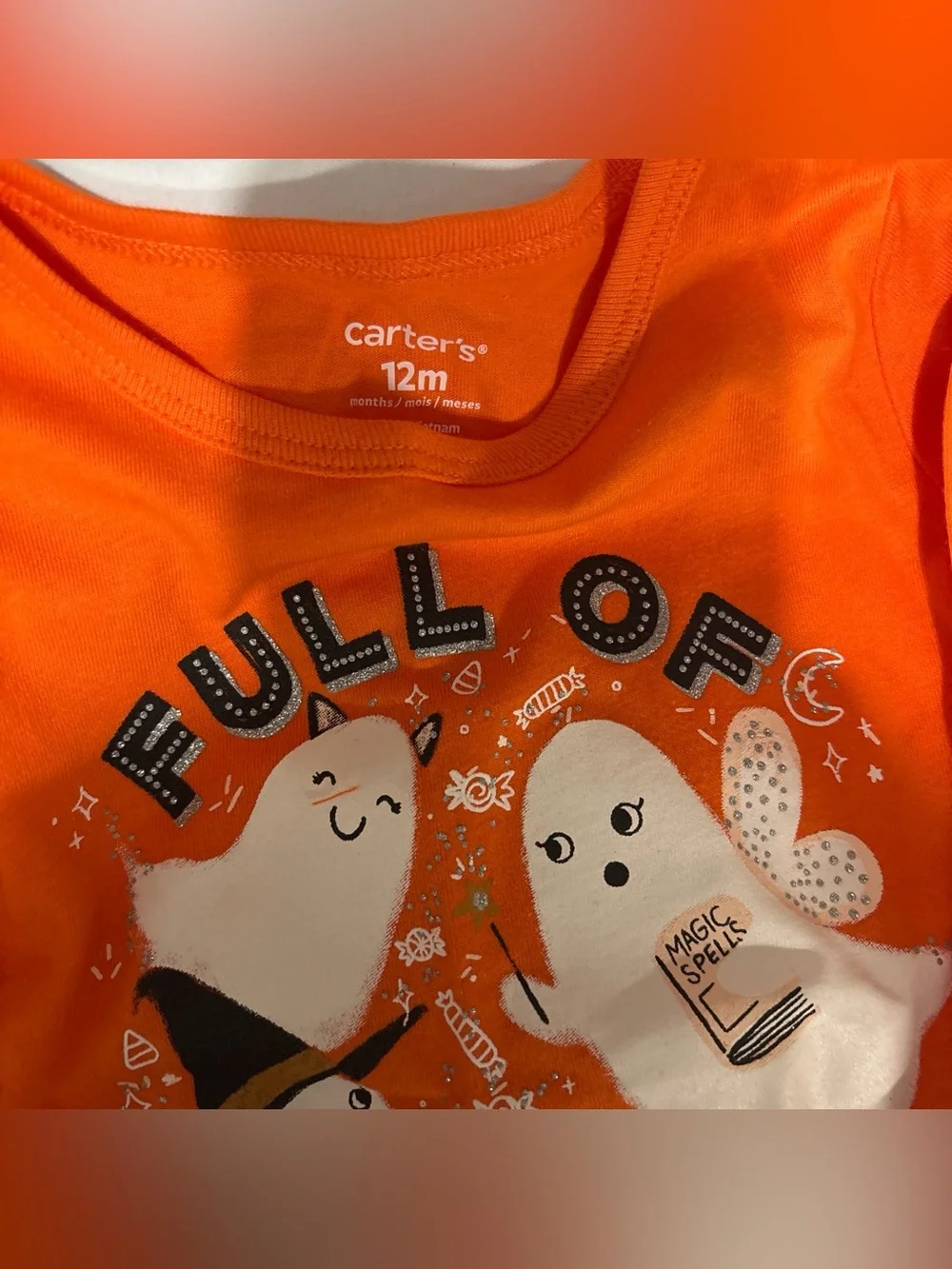 Carter's Orange 'Full of Treats' Halloween Bodysuit & Pants Set - Picture 2 of 4